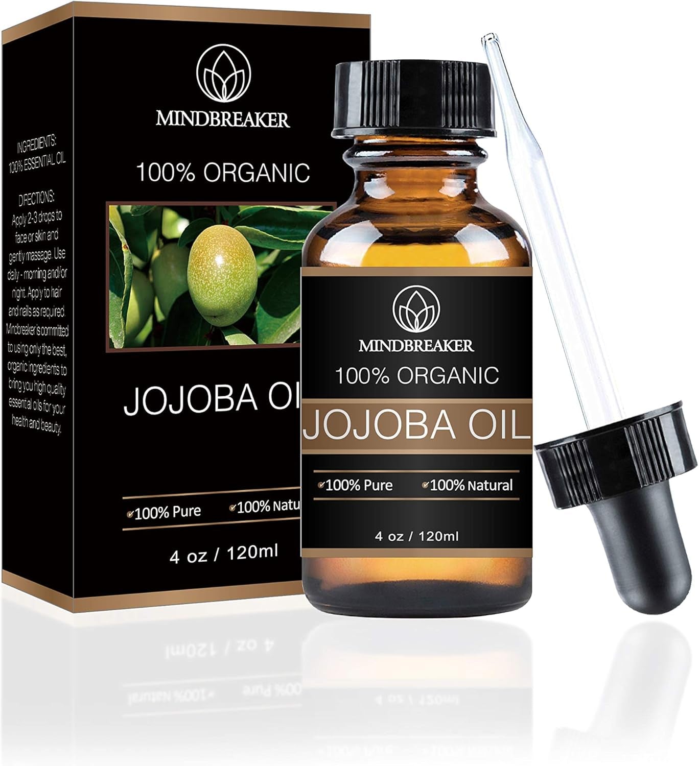 Aceite De Jojoba Orgánico - 100% Puro Aceite De Jojoba Natural - Aceite Portador Prensado En Frío - Crema Hidratante Perfecta Adecuado Para Cabello, Piel, Cara, Uñas(4Oz)