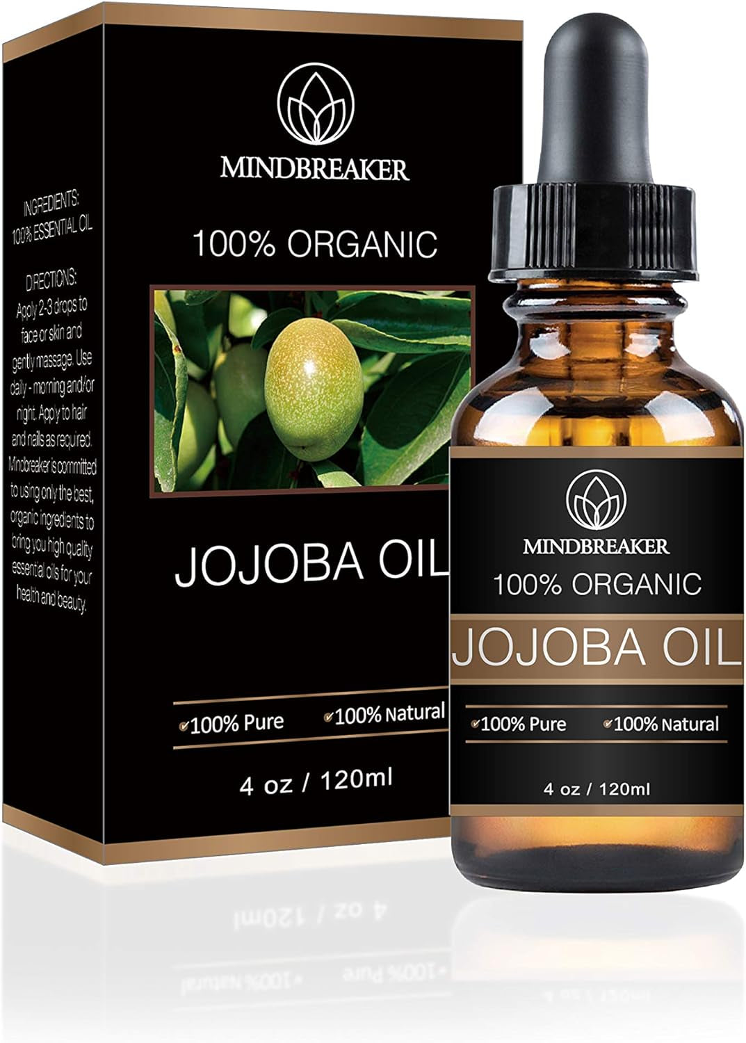 Aceite De Jojoba Orgánico - 100% Puro Aceite De Jojoba Natural - Aceite Portador Prensado En Frío - Crema Hidratante Perfecta Adecuado Para Cabello, Piel, Cara, Uñas(4Oz)