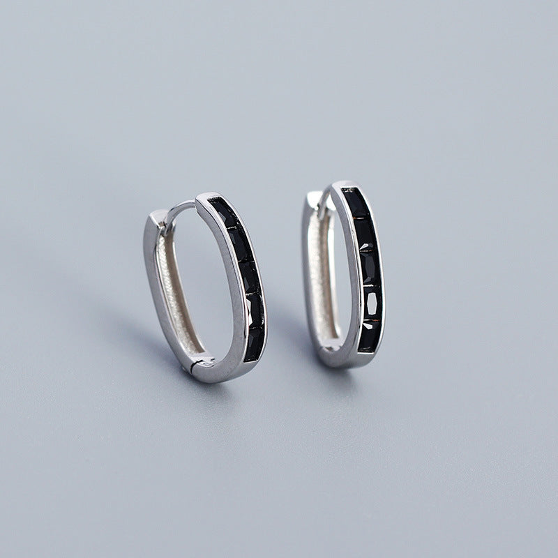 Female Ins Style Rectangular Zircon U-shaped Earrings