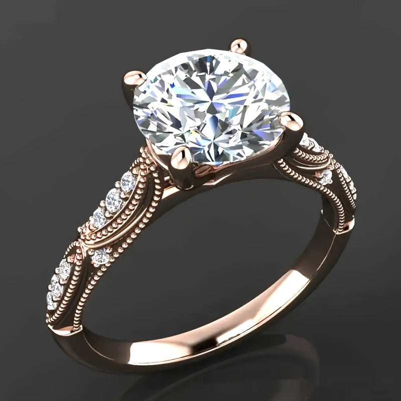 Fu Shi Fashionable Rose Gold Diamond Female Ring