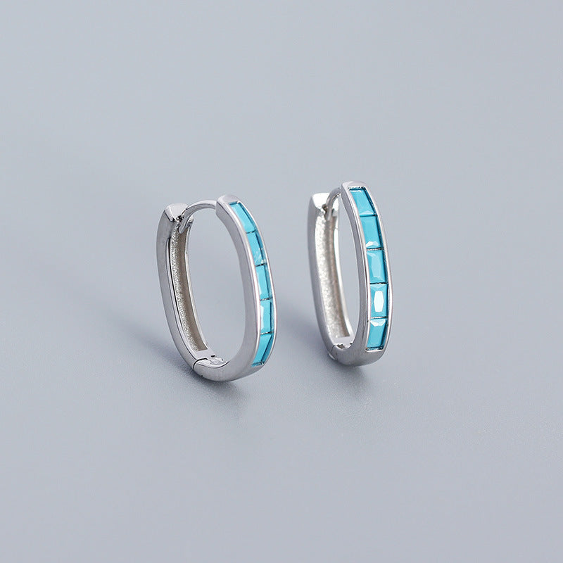 Female Ins Style Rectangular Zircon U-shaped Earrings