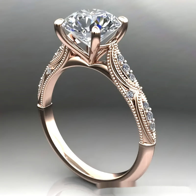 Fu Shi Fashionable Rose Gold Diamond Female Ring