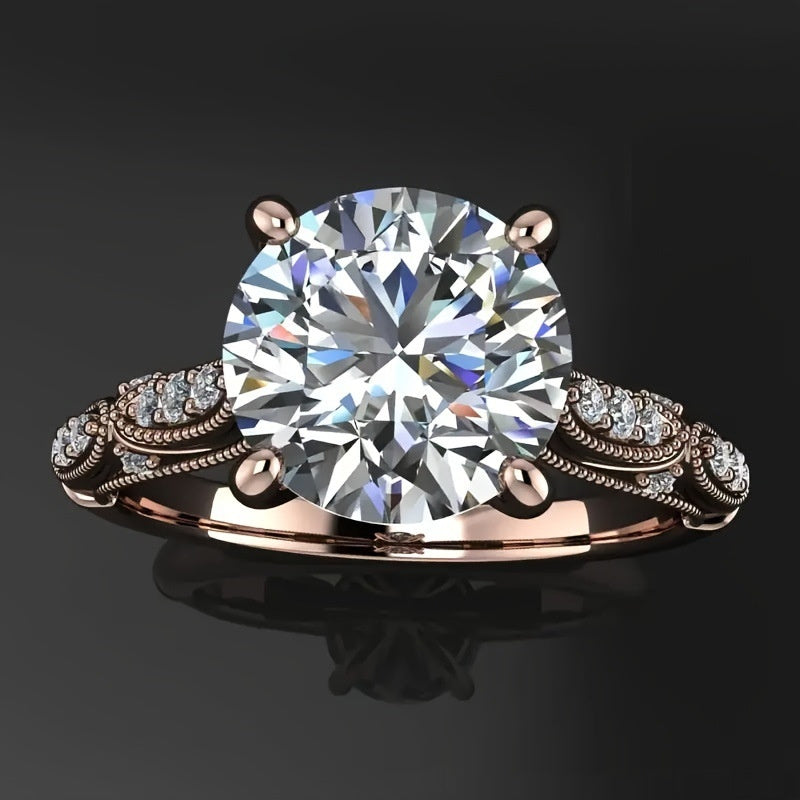 Fu Shi Fashionable Rose Gold Diamond Female Ring