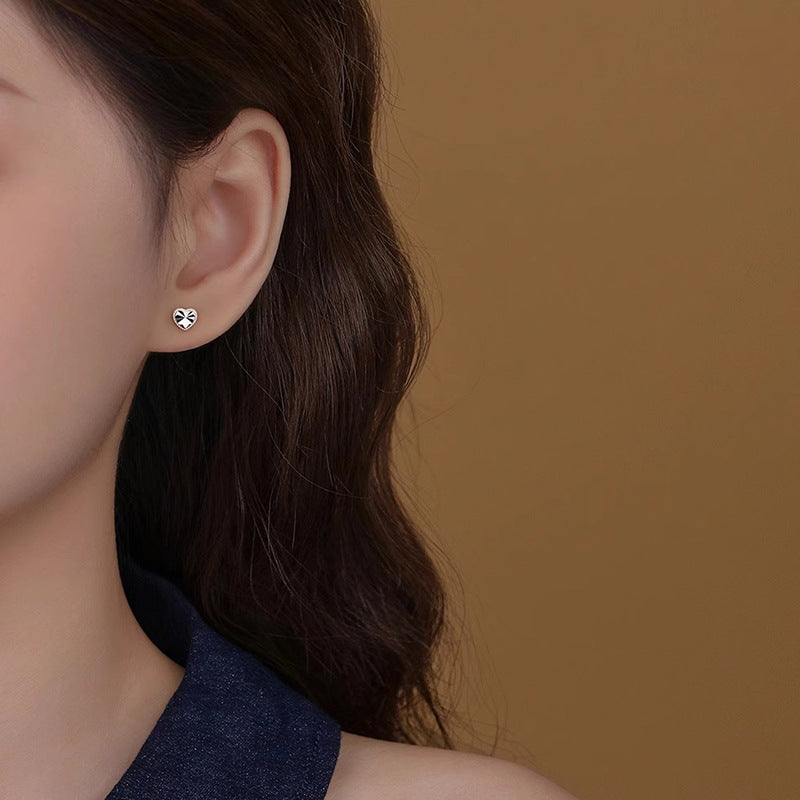 Brushed Love Heart Stud Earrings Women's Earrings