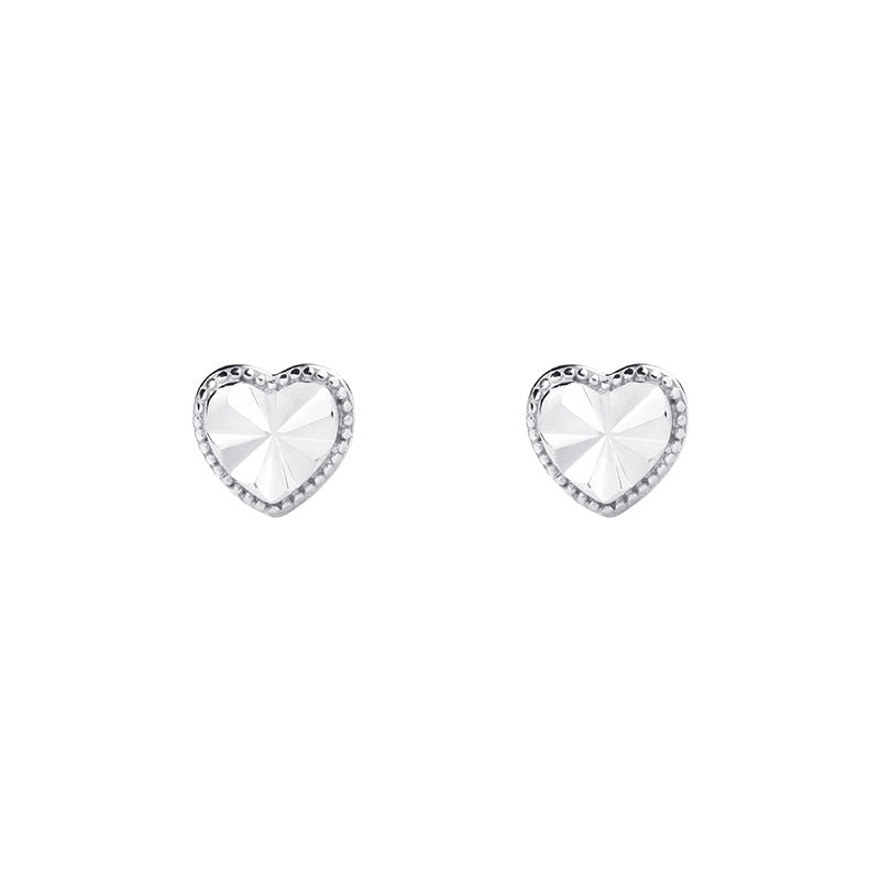 Brushed Love Heart Stud Earrings Women's Earrings