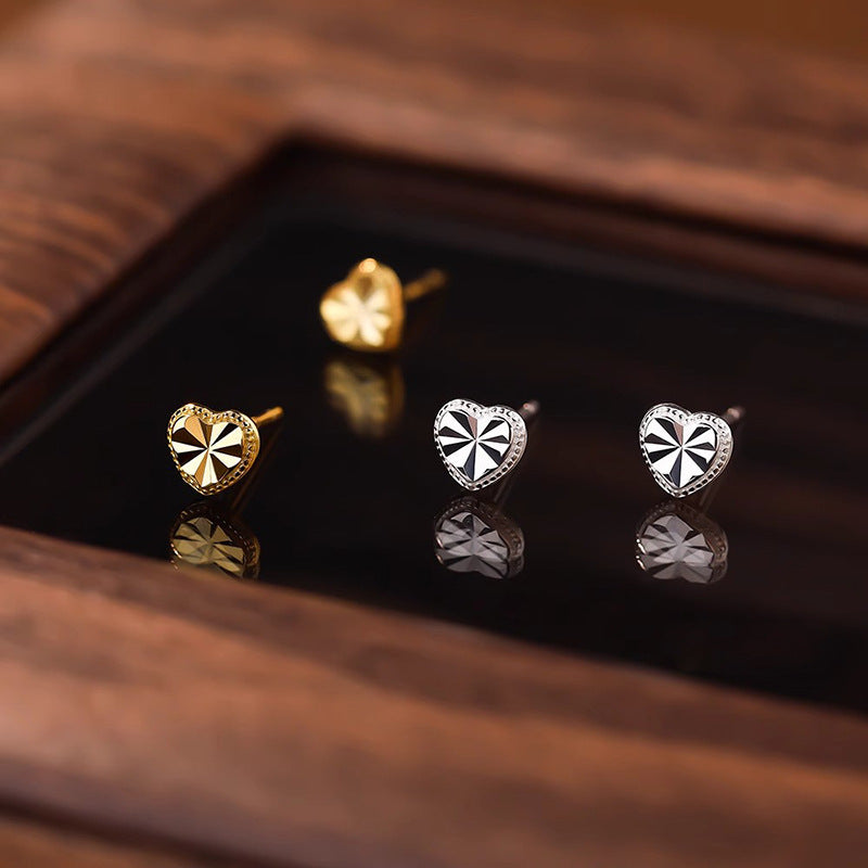 Brushed Love Heart Stud Earrings Women's Earrings