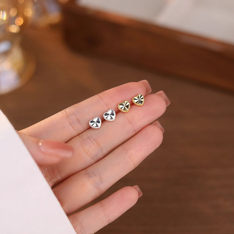 Brushed Love Heart Stud Earrings Women's Earrings