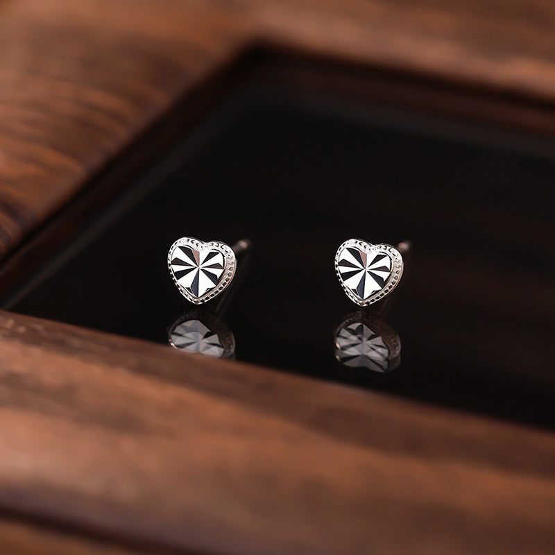 Brushed Love Heart Stud Earrings Women's Earrings