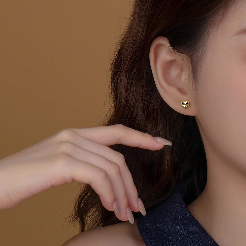 Brushed Love Heart Stud Earrings Women's Earrings