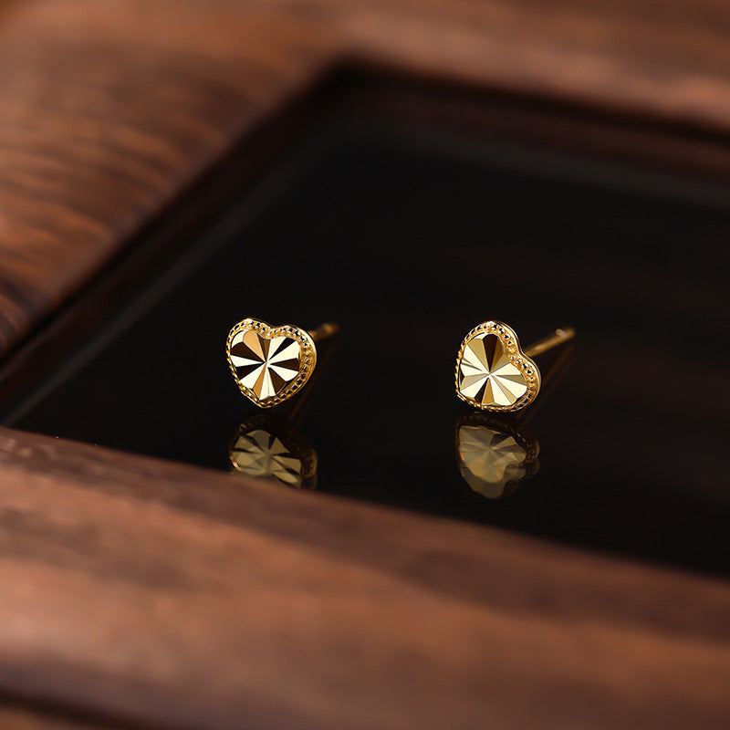 Brushed Love Heart Stud Earrings Women's Earrings