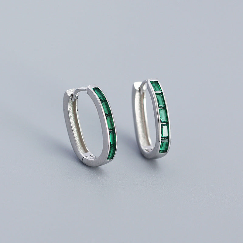 Female Ins Style Rectangular Zircon U-shaped Earrings