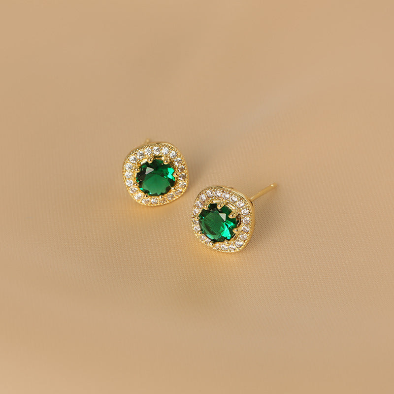 Minimalist Basic Vintage Emerald All-match Earrings