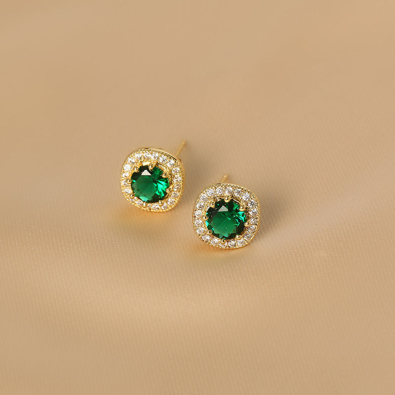 Minimalist Basic Vintage Emerald All-match Earrings