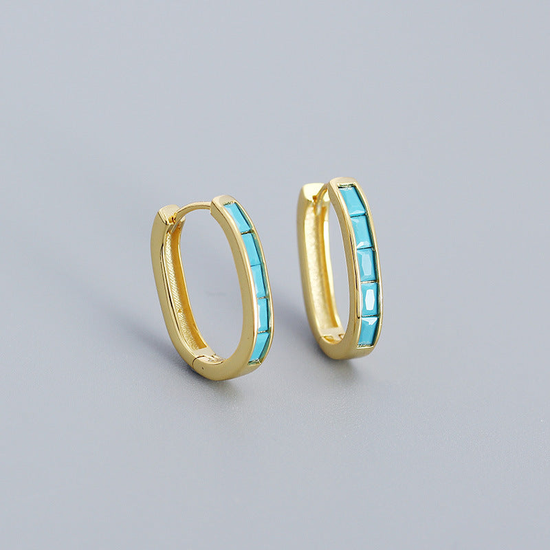 Female Ins Style Rectangular Zircon U-shaped Earrings